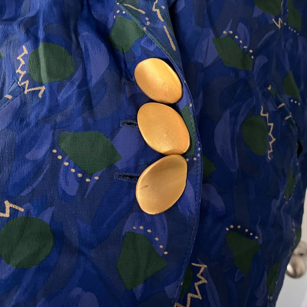 Vintage 1980's Loud print Blazer Platinum by Dorothy Schoelen 80s vibrant Size S - Picture 5 of 7